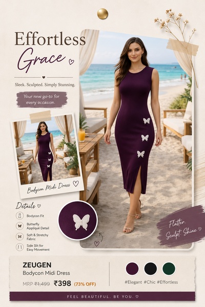 Effortless Grace Bodycon Midi Dress Ad
